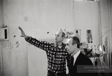 Leo Castelli with  James Rosenquist at James' Broome Street studio. New York City, 1966.