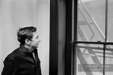 Robert Rauschenberg looks at his new new studio, a church he plans to convert into a work space, NYC. 1966