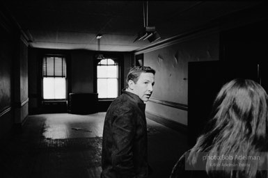 Robert Rauschenberg with Marisol Escobar looks at his new new studio, a church he plans to convert into a work space, NYC. 1966