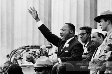 The Dreamer dreams: King ends his speech with the words of the old Negro spiritual, “Free at last! Free at last! Thank God Almighty, we are free at last!”   Washington,  D.C.  1963