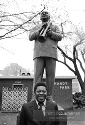 B.B. King at a statue of W.C. Handy,  Memphis,  Tennessee.  1968