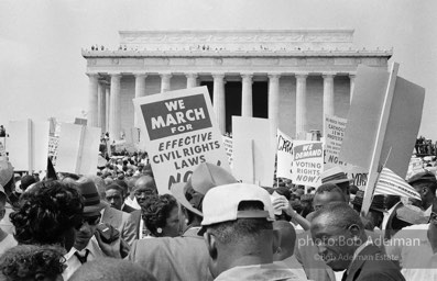 Marchers in front of the Lincoln Memorial, Washington,   D.C.  1963