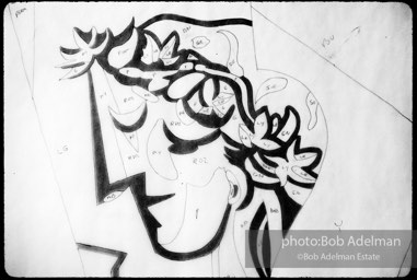Work in progress. Reflections on Interior with Girl Drawing. 1989. photo:©Bob Adelman Estate, Artwork©Estate of Roy Lichtenstein