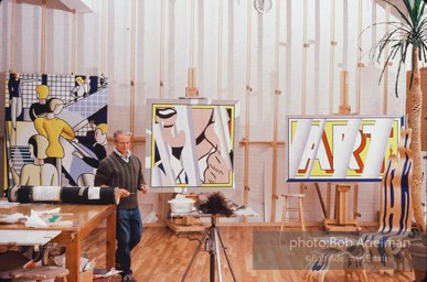 Roy Lichtenstein in his New York studio with- Bauhaus Stairway, Reflection:ART. 1989. photo:©Bob Adelman Estate, Artwork©Estate of Roy Lichtenstein