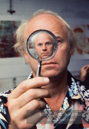 James Rosenquist examining his work through a reductive lens. NYC, 1980.