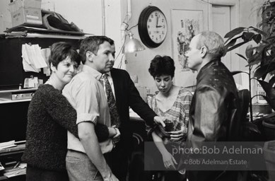 Robert Rauschenberg and James Rosenquist at a party at Rauschenberg's loft. New York City, 1966