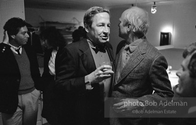 Robert Rauschenberg and James Rosenquist at a party at Rosenquist's studio. 1980's