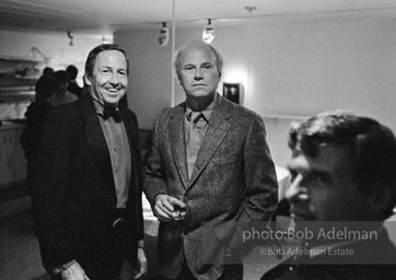 Robert Rauschenberg and James Rosenquist at a party at Rosenquist's studio. 1980's