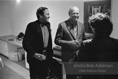 Robert Rauschenberg and James Rosenquist at a party at Rosenquist's studio. 1980's