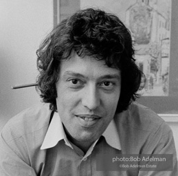Tom Stoppard at his hotel room in New York City during the Broadway production of his play TRAVESTIES, Ethel Barrymore Theatre, 1976.