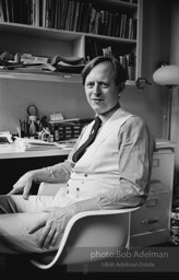1975- Tom Wolfe working at his typewriter in his New York City apartment.