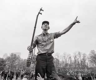 Pete Seeger at an anti-war demonstration in Central Park. NYC, 1968.