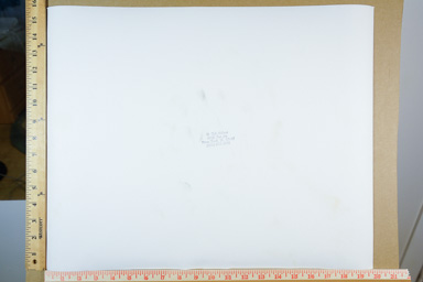 Fiber-based silver gelatin print made from enlarged negative, contact print. printed circa 2007. photographers stamp on back of print.