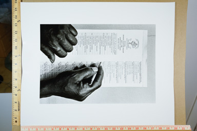 Fiber-based silver gelatin print, photographers stamp on back of print. printed circa 2007.